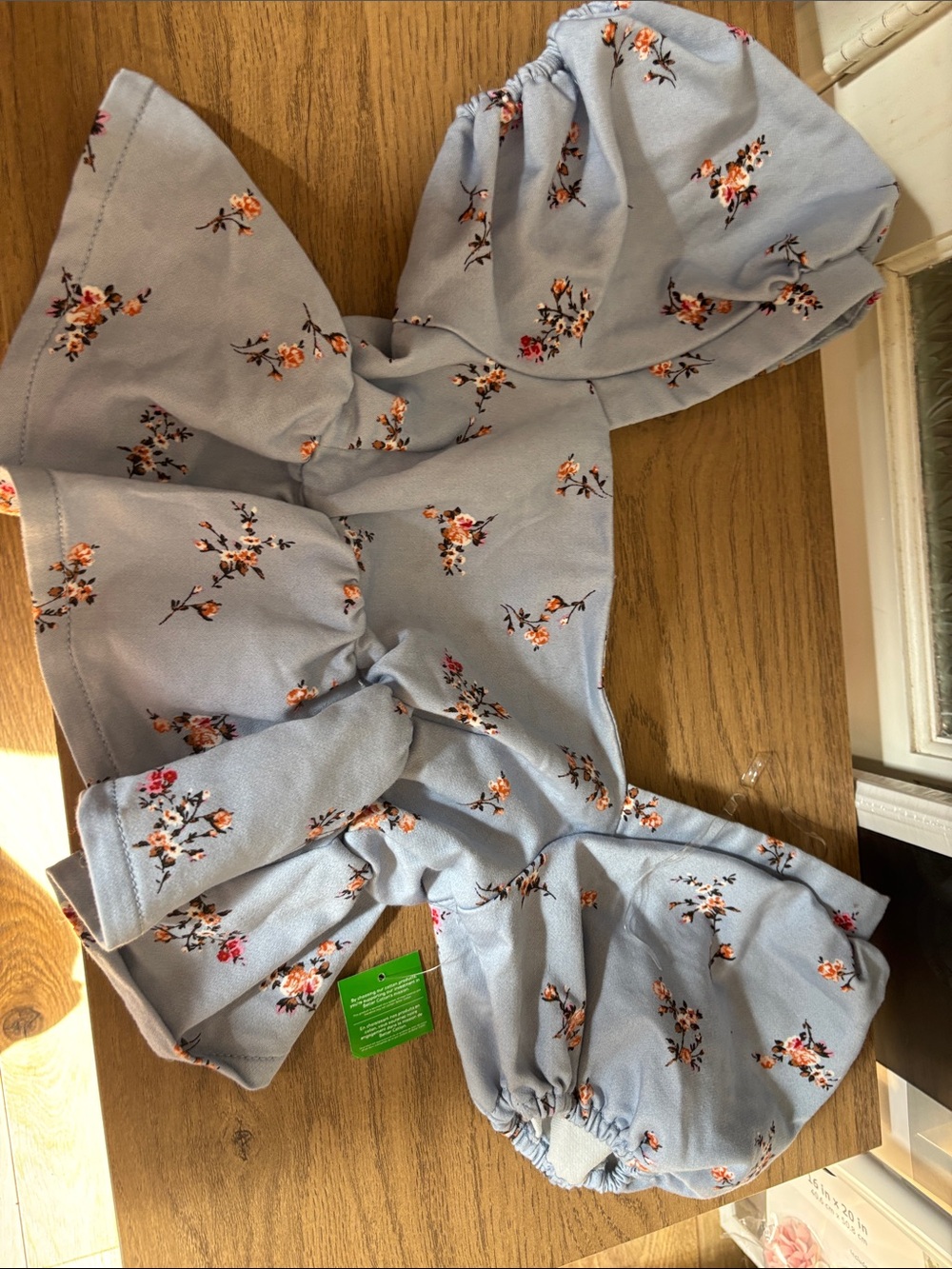 Tinseltown Light Blue Floral Off-Shoulder Crop Top